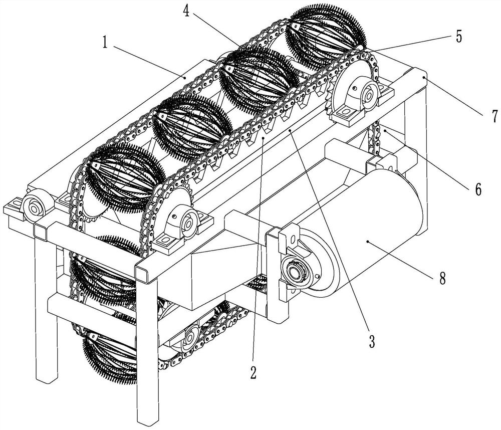 Falling forest fruit flexible tensioning dynamic separating and picking device and method