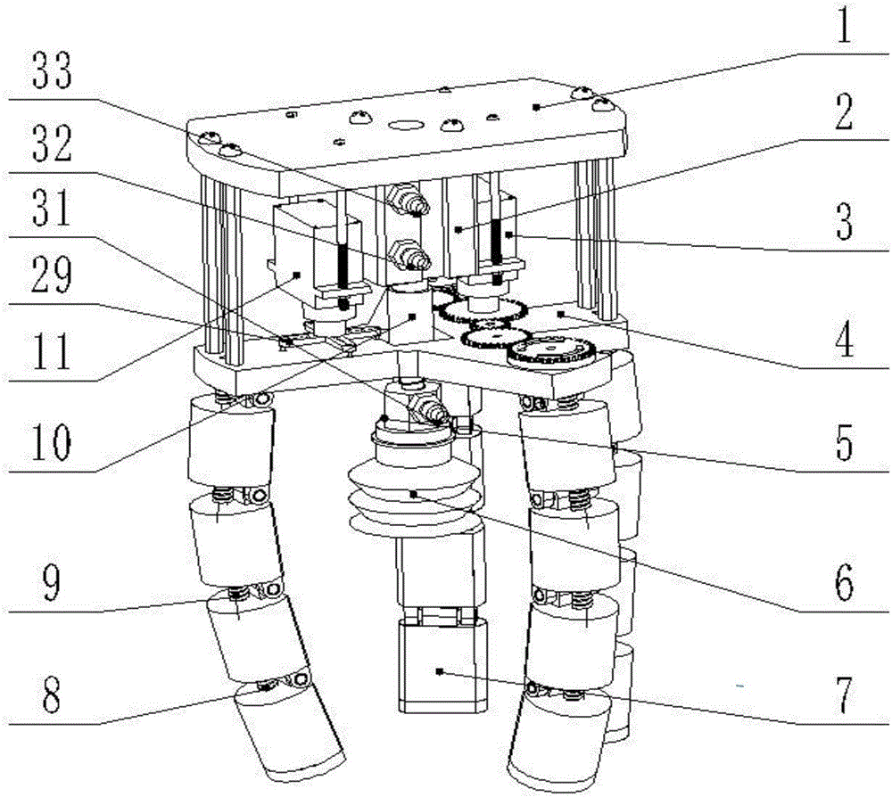 Under-actuated flexible terminal actuator aiming at special-shaped melons and fruits and simulating bird jaws