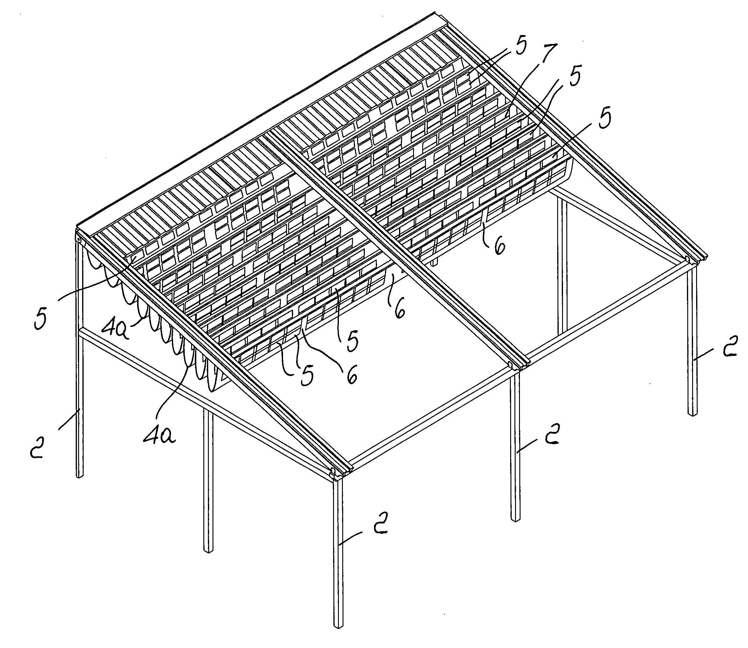 Outdoor awning with panels for using solar energy