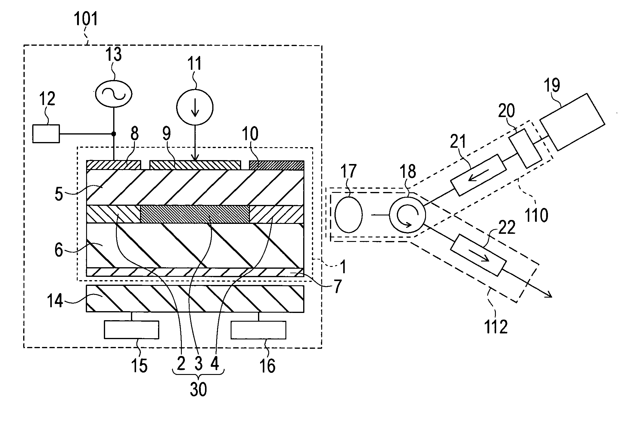 Mode-locked laser diode device and wavelength control method for mode-locked laser diode device