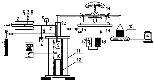 Thermogravimetric characteristic analysis system for massive test specimen supercritical water gasification