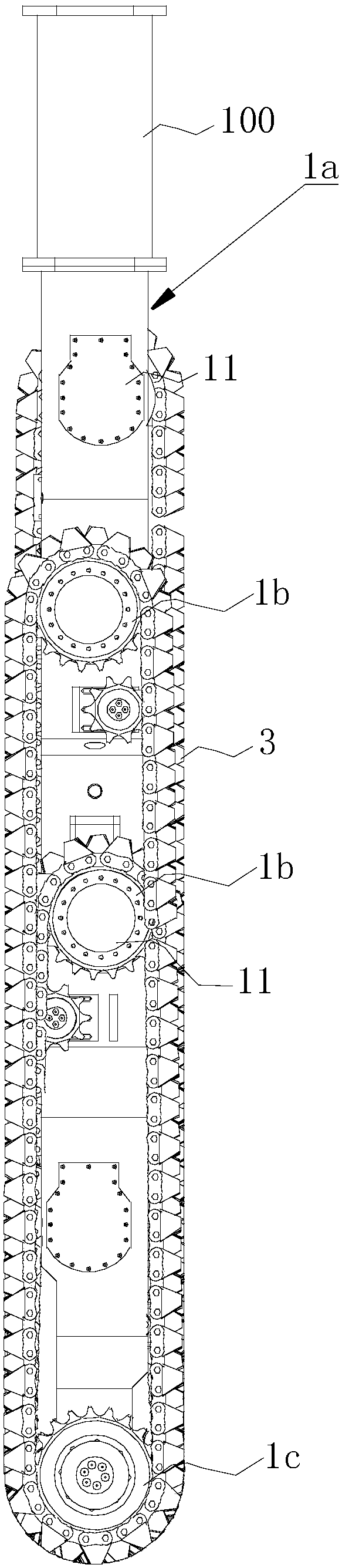 Soil body thorough stirring type chain drill head