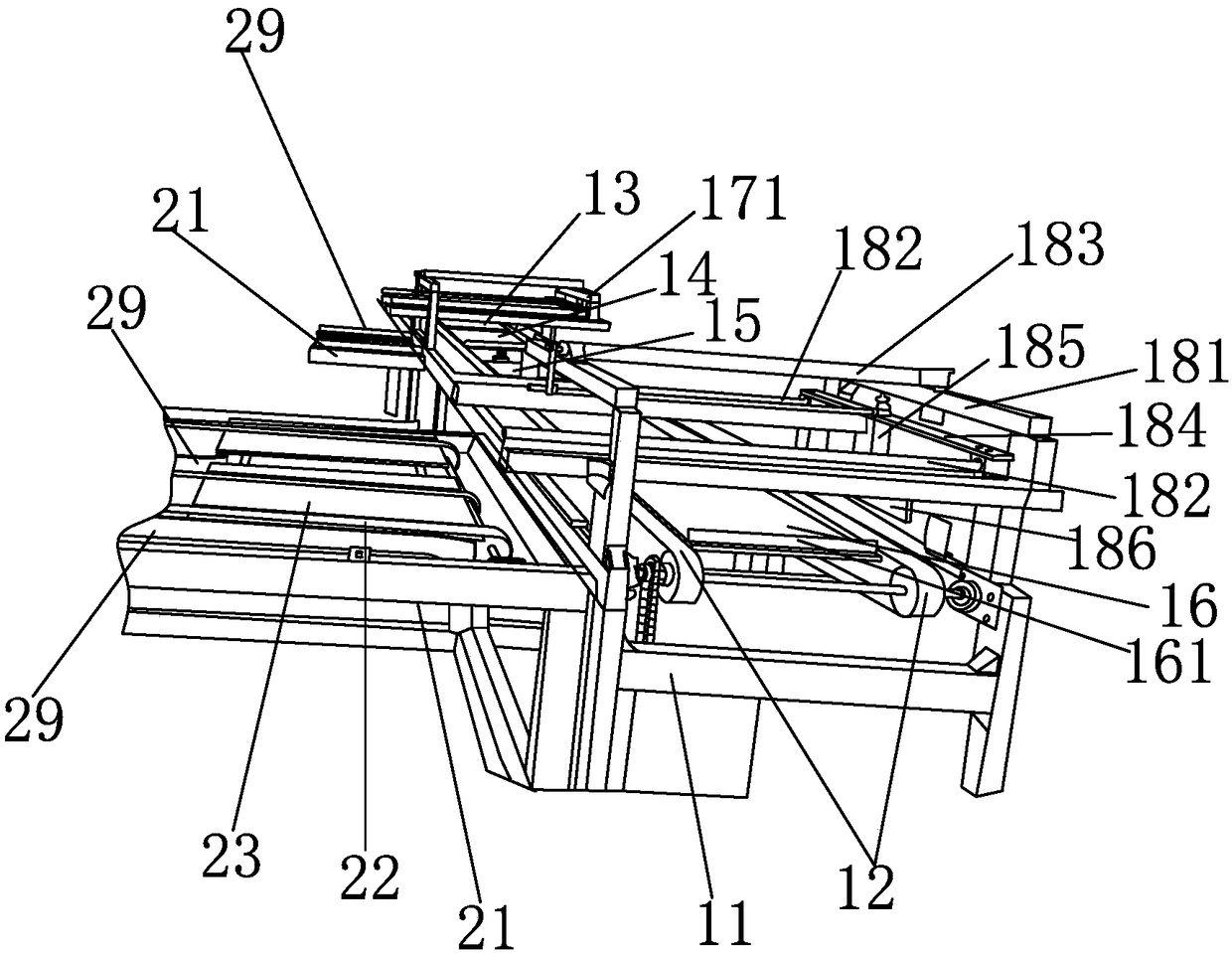 Production equipment for sticking non-woven fabric to aluminous gusset plate