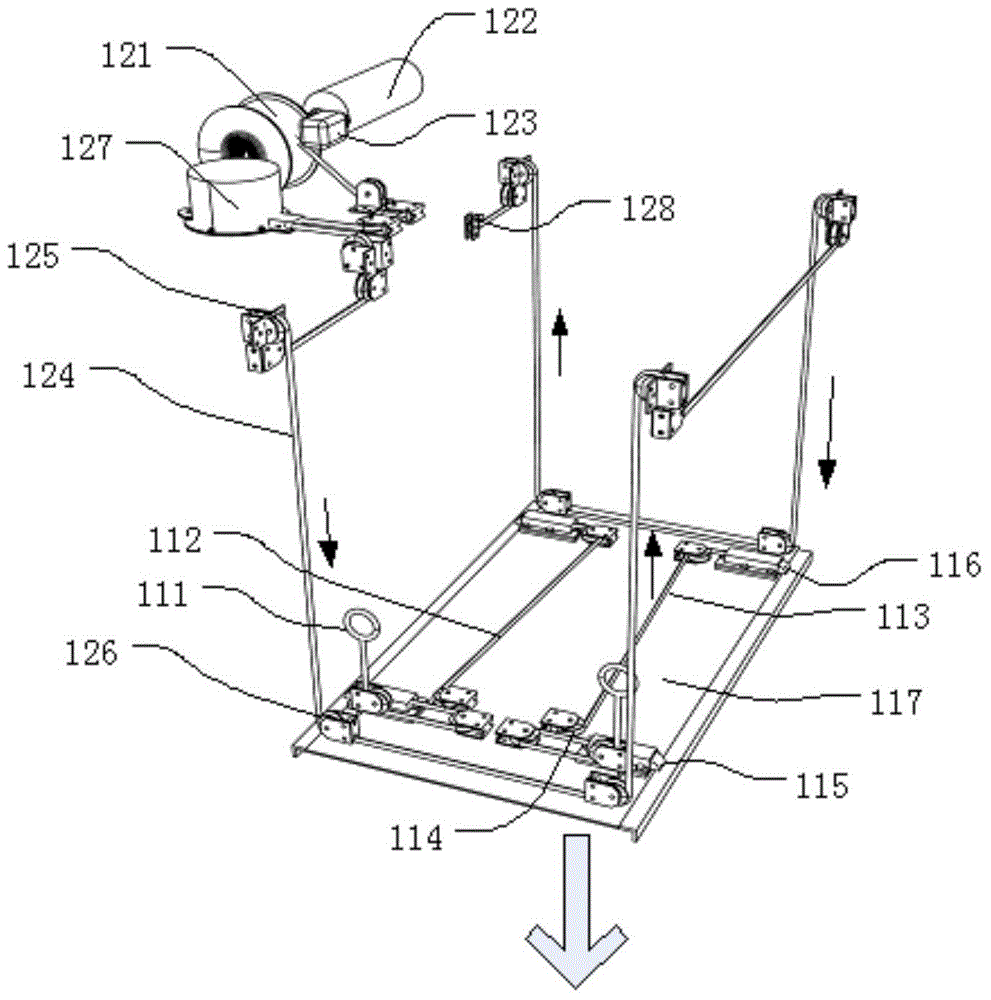 Lock device, lifting device, straight-descending escaping system, pipeline and vehicle