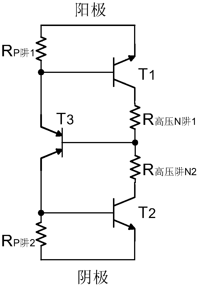 NPNPN type bidirectional silicon controlled rectifier electrostatic protection device with high maintaining voltage