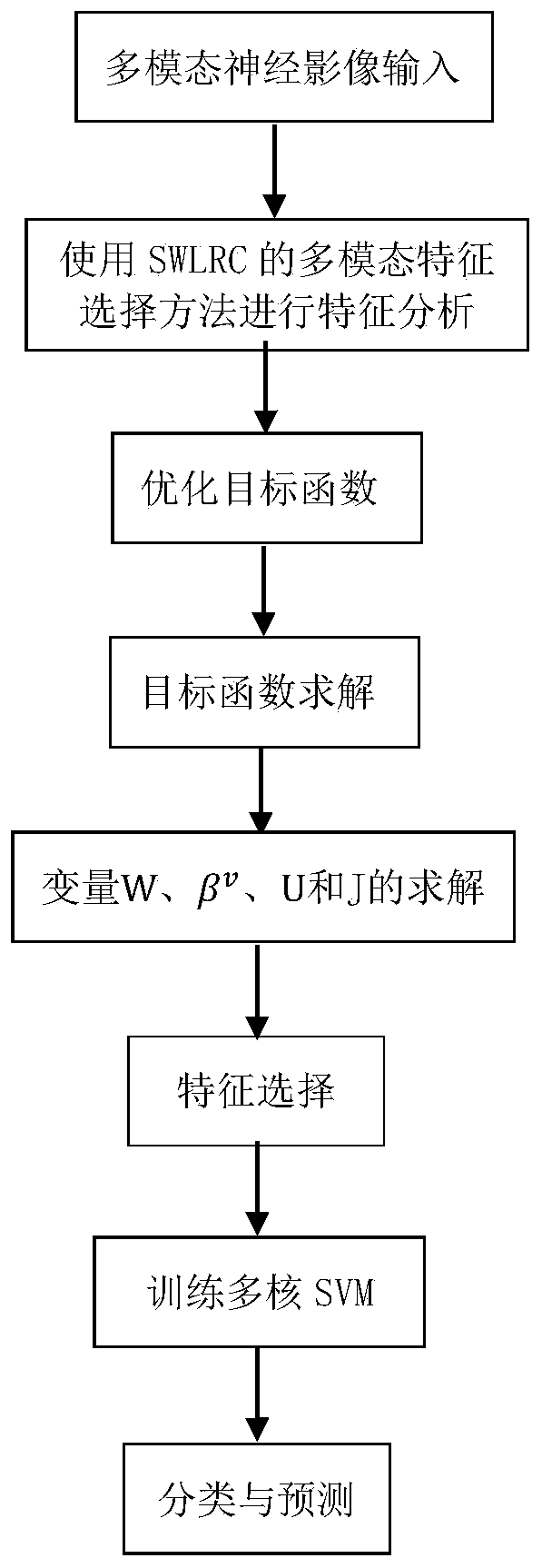 Method for processing multi-mode brain nerve image characteristics