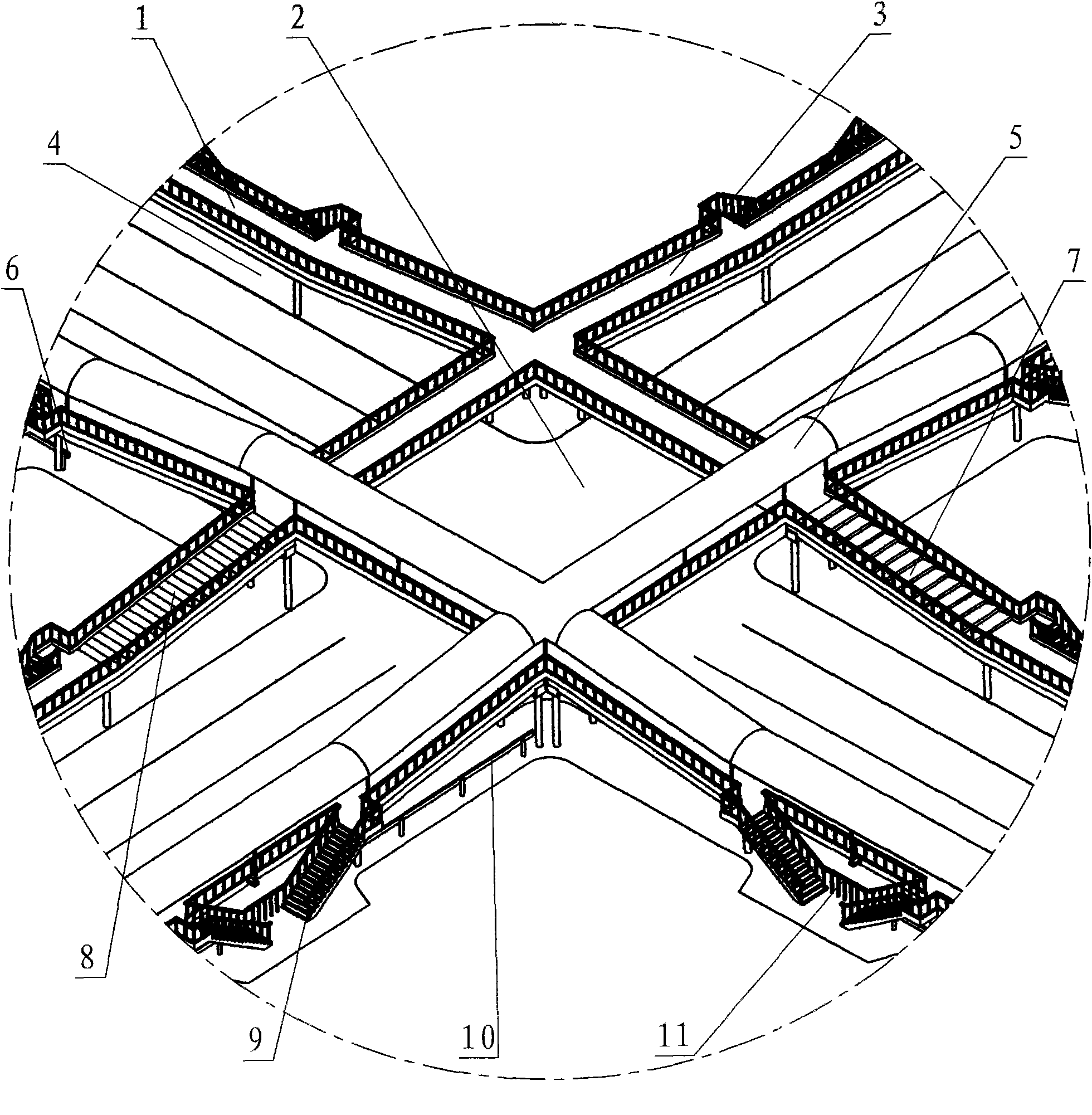 Overhead pavement for urban road