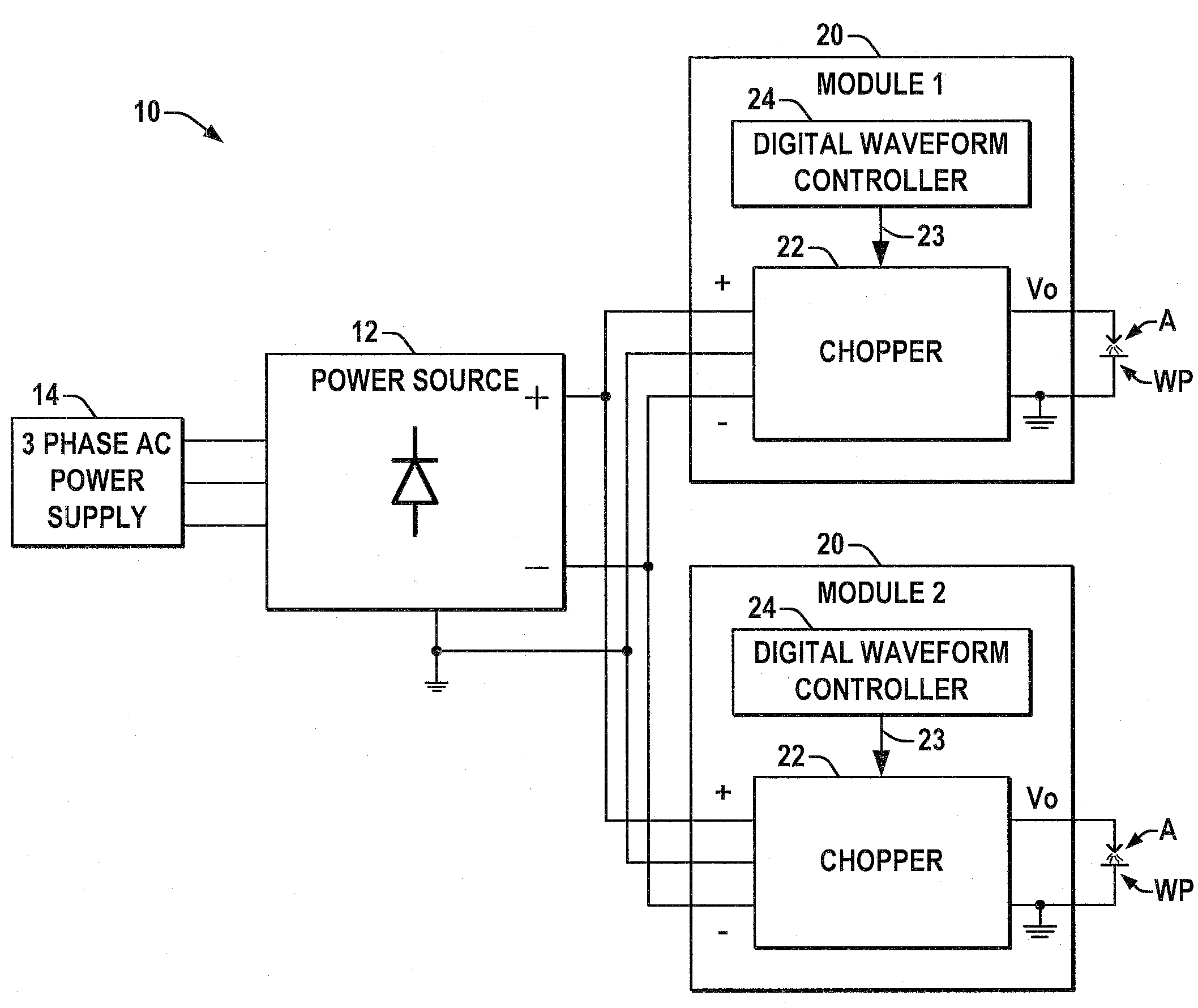 Multiple welding using a single power source