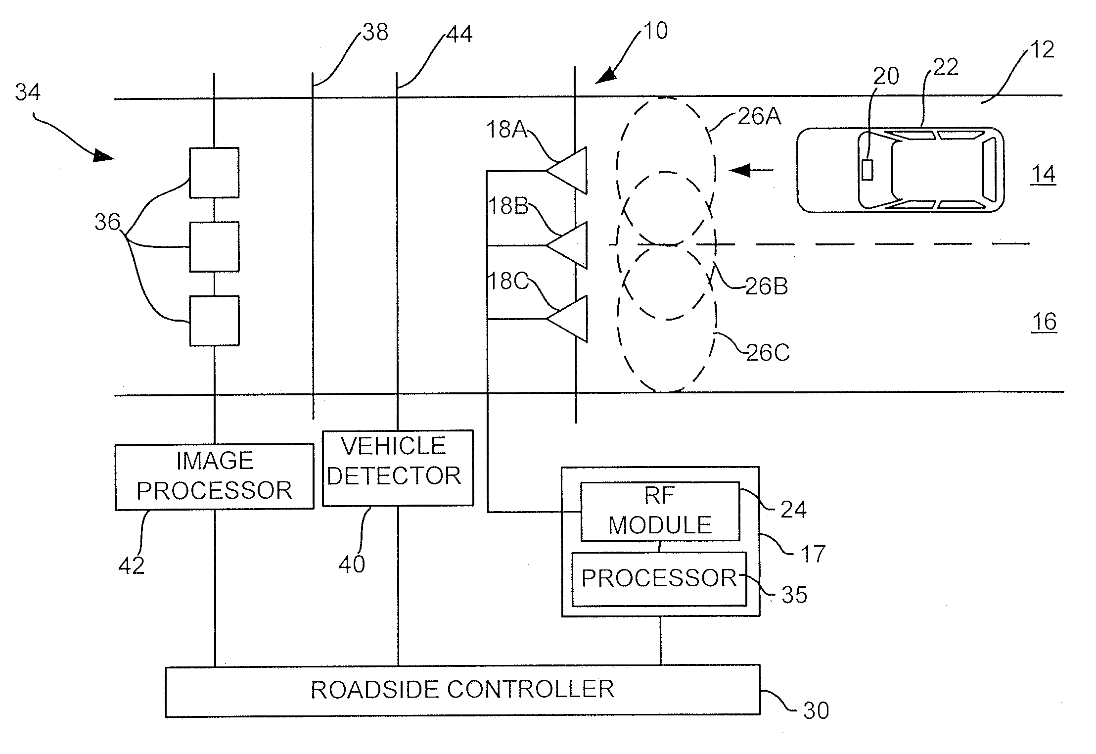 Vehicle lane discrimination in an electronic toll collection system