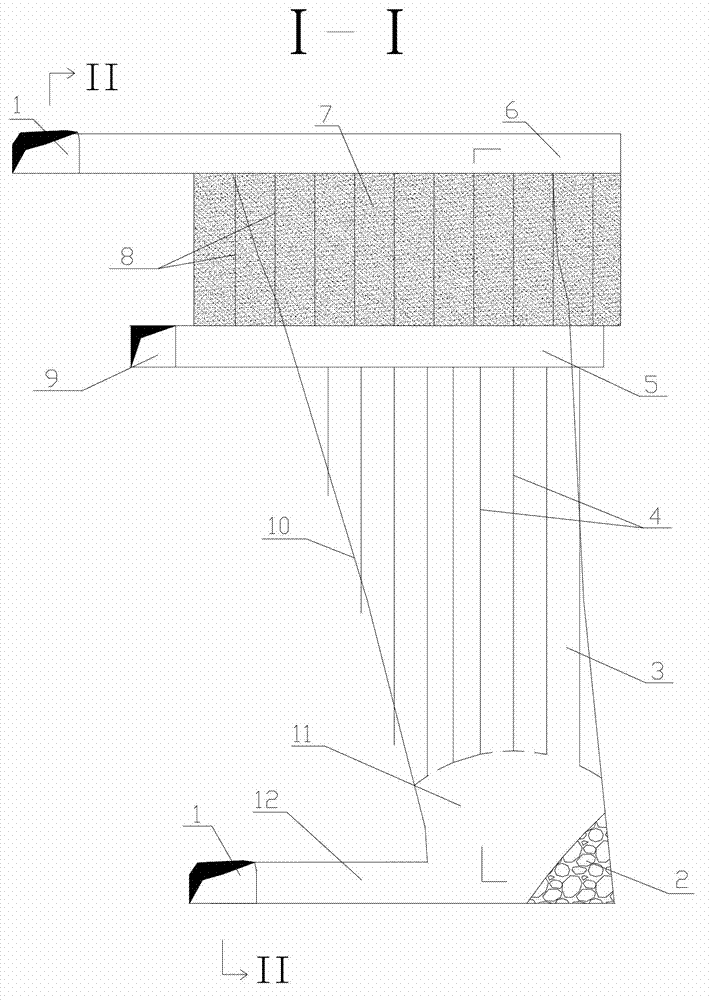 Deep hole caving backfilling stoping method for artificially freezing stope roof