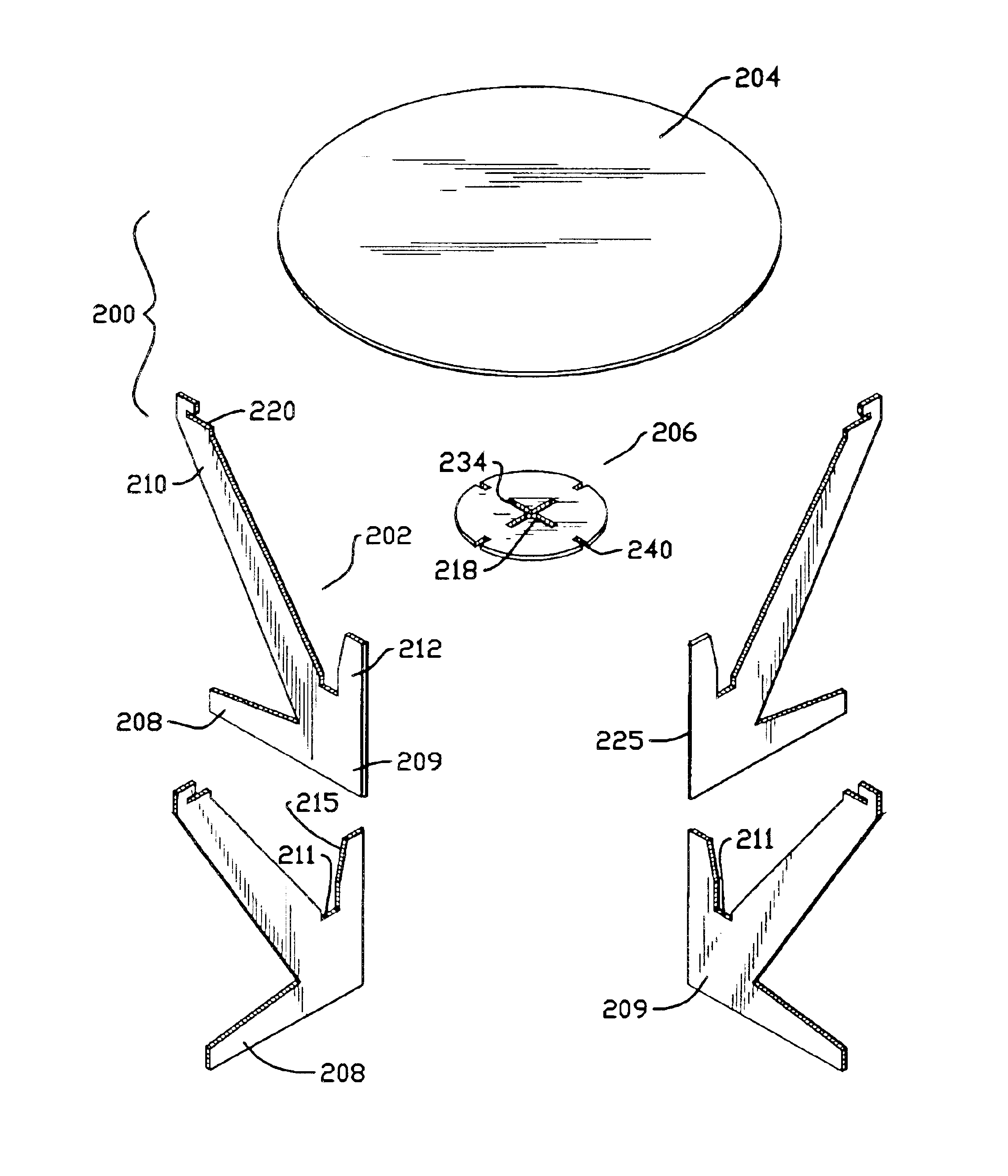 Interlocking knockdown furniture with upright locking protrusions