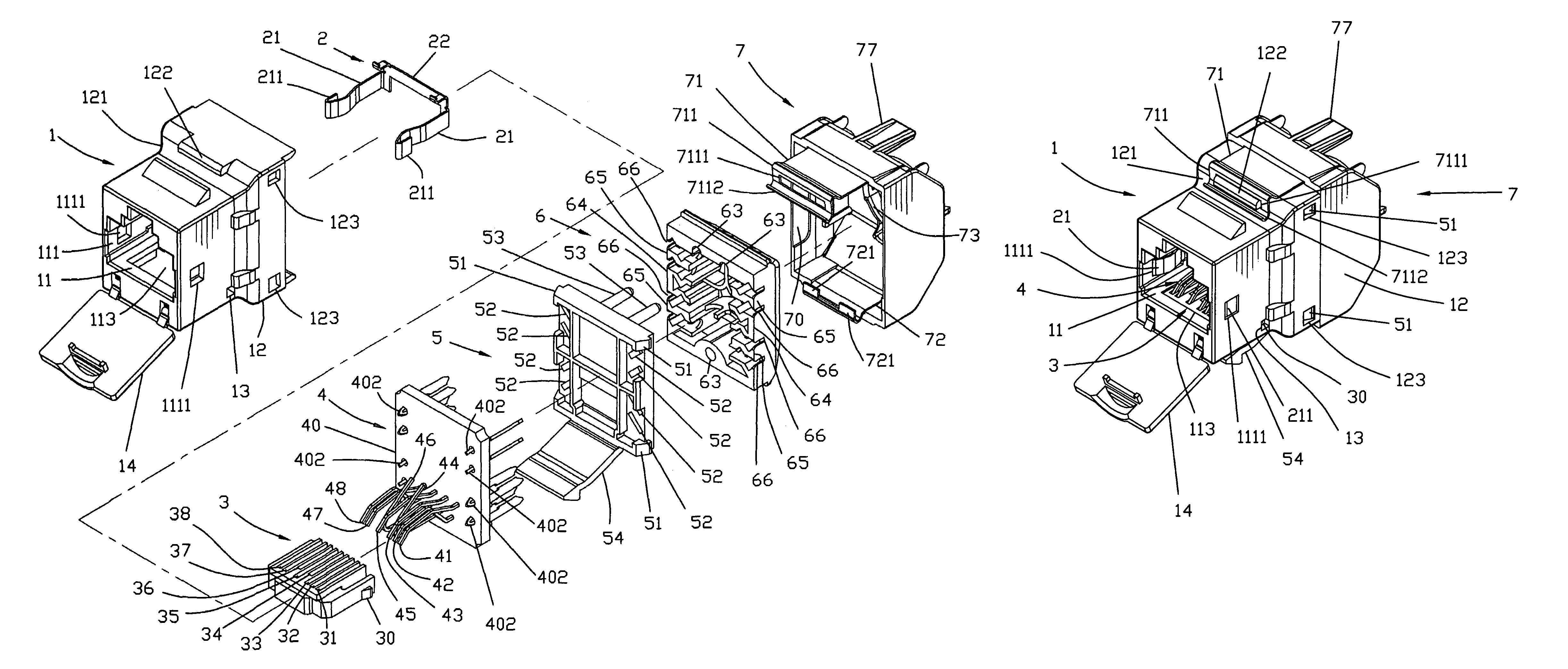 Low crosstalk transmission connector