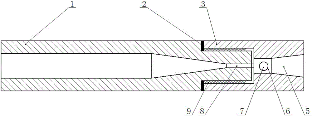 Double-fluid internal mixing type nozzle based on high-pressure water