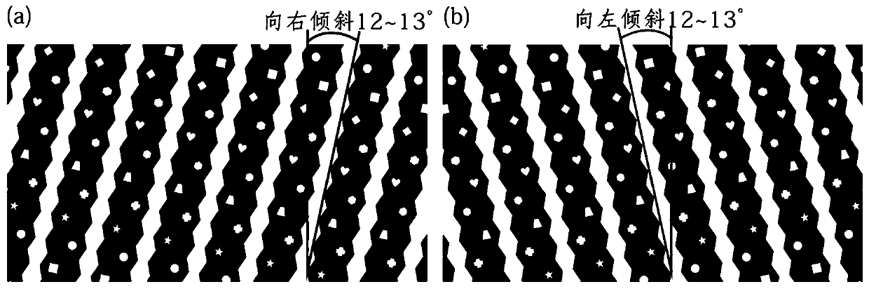 A black and white multi-shaped hole double-edged zigzag slit naked-view 3D imaging film