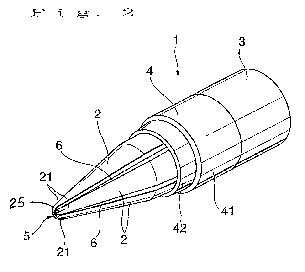 Conical nib and writing instrument using the same