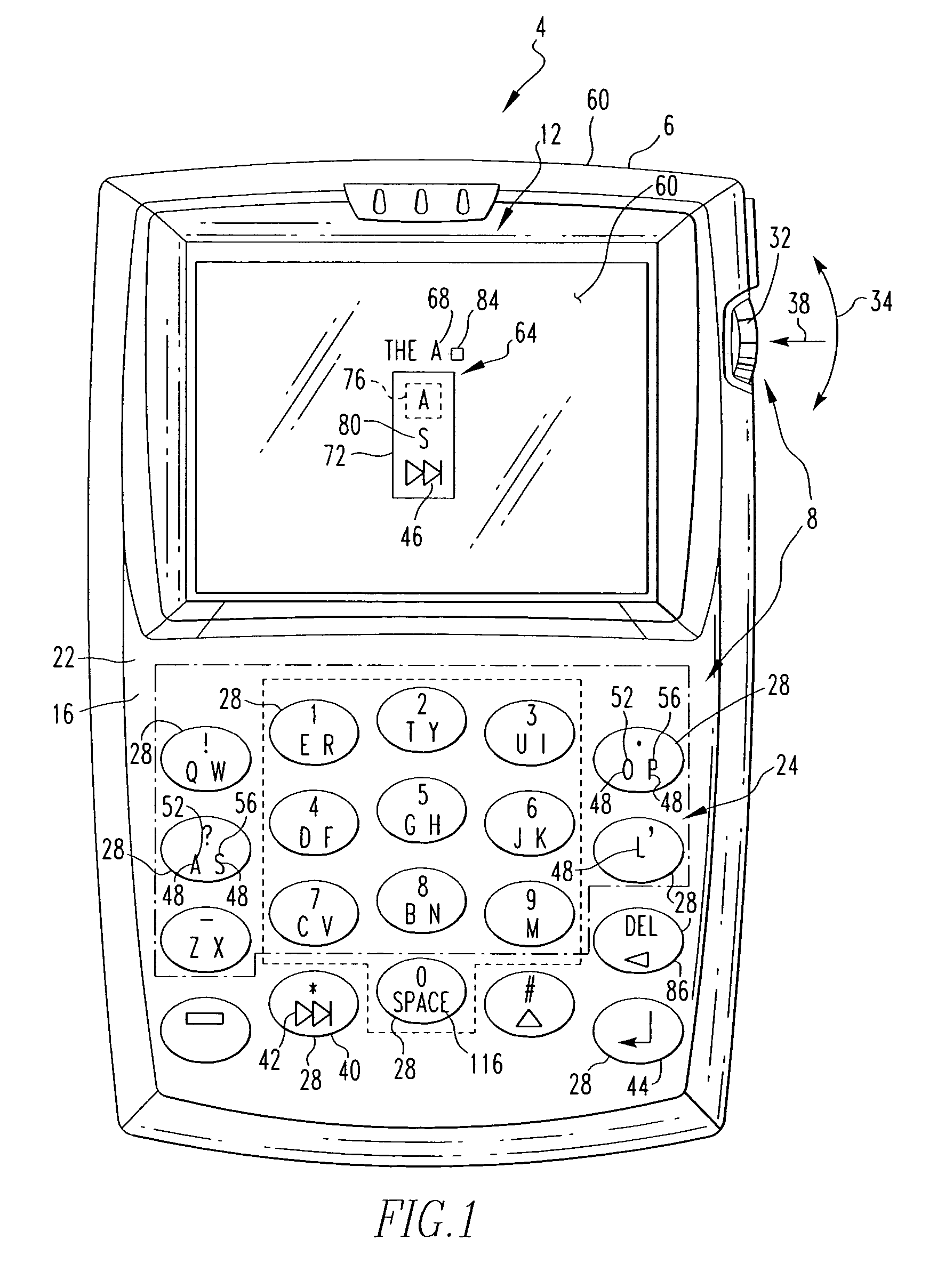 Handheld electronic device with text disambiguation