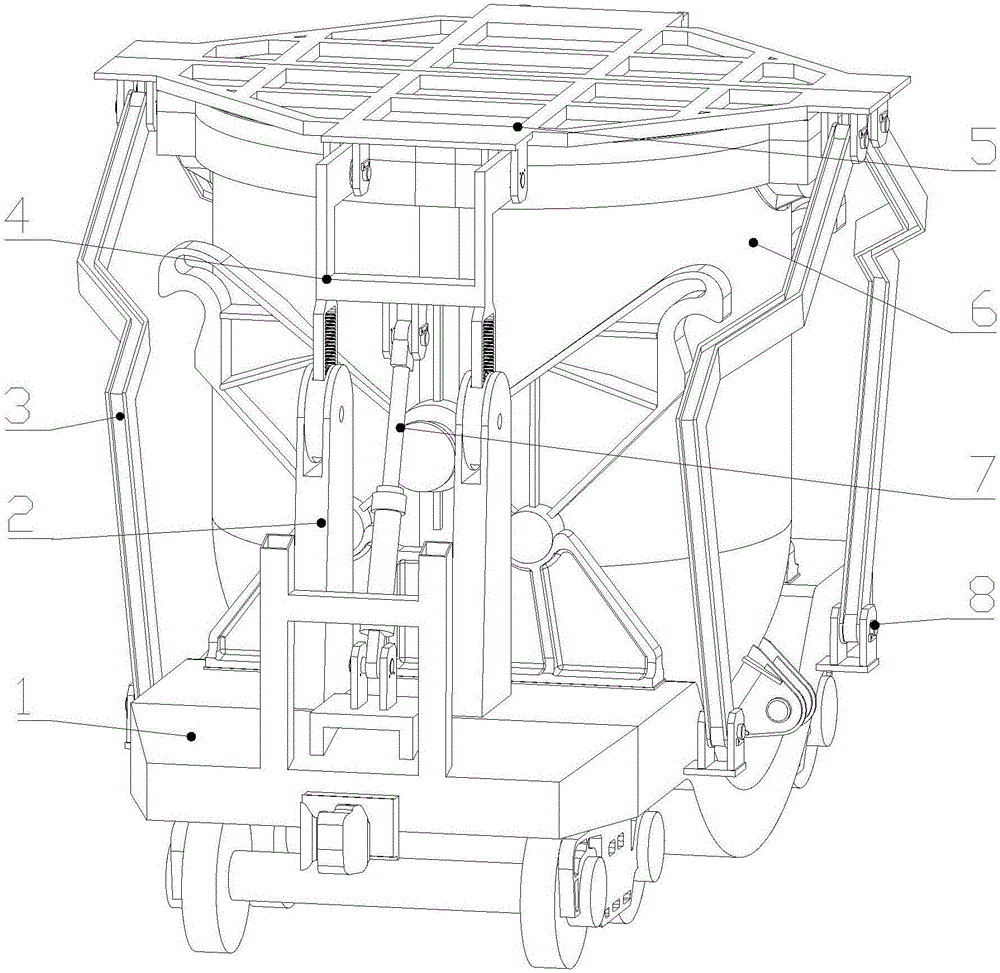 Safe and reliable two-section type covering and uncovering device for ladle