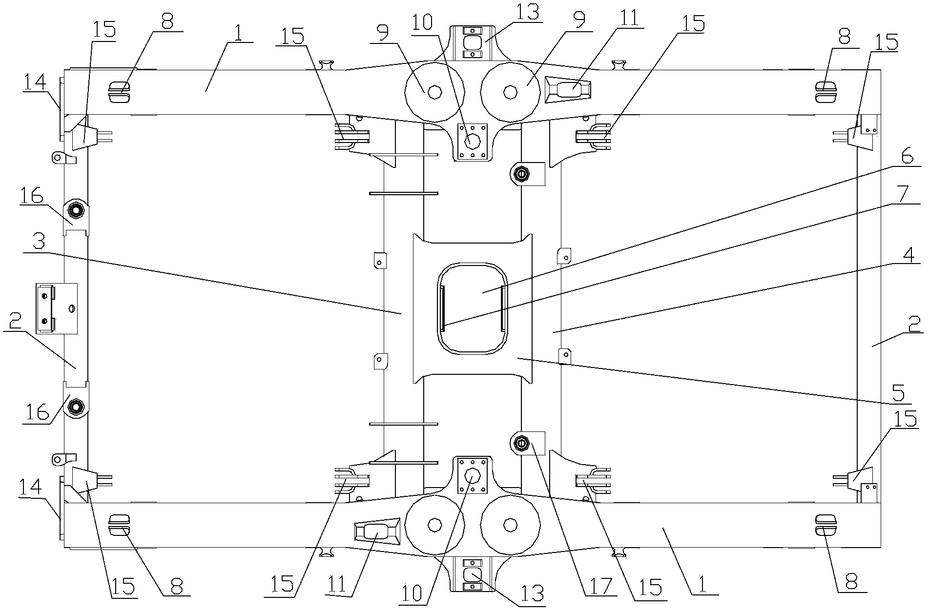 Railway-vehicle motor-car bogie frame