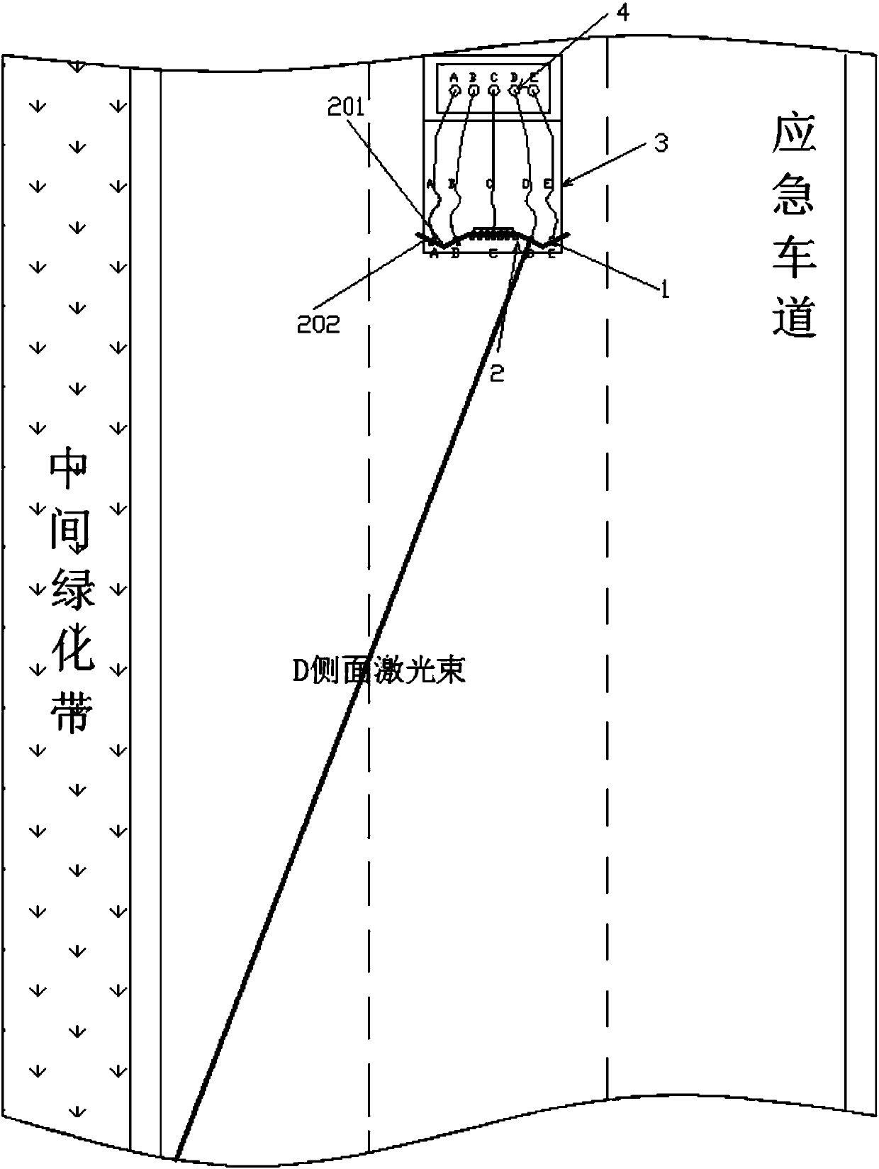 Vehicle-mounted laser-guiding road blockage device for freeway accident site