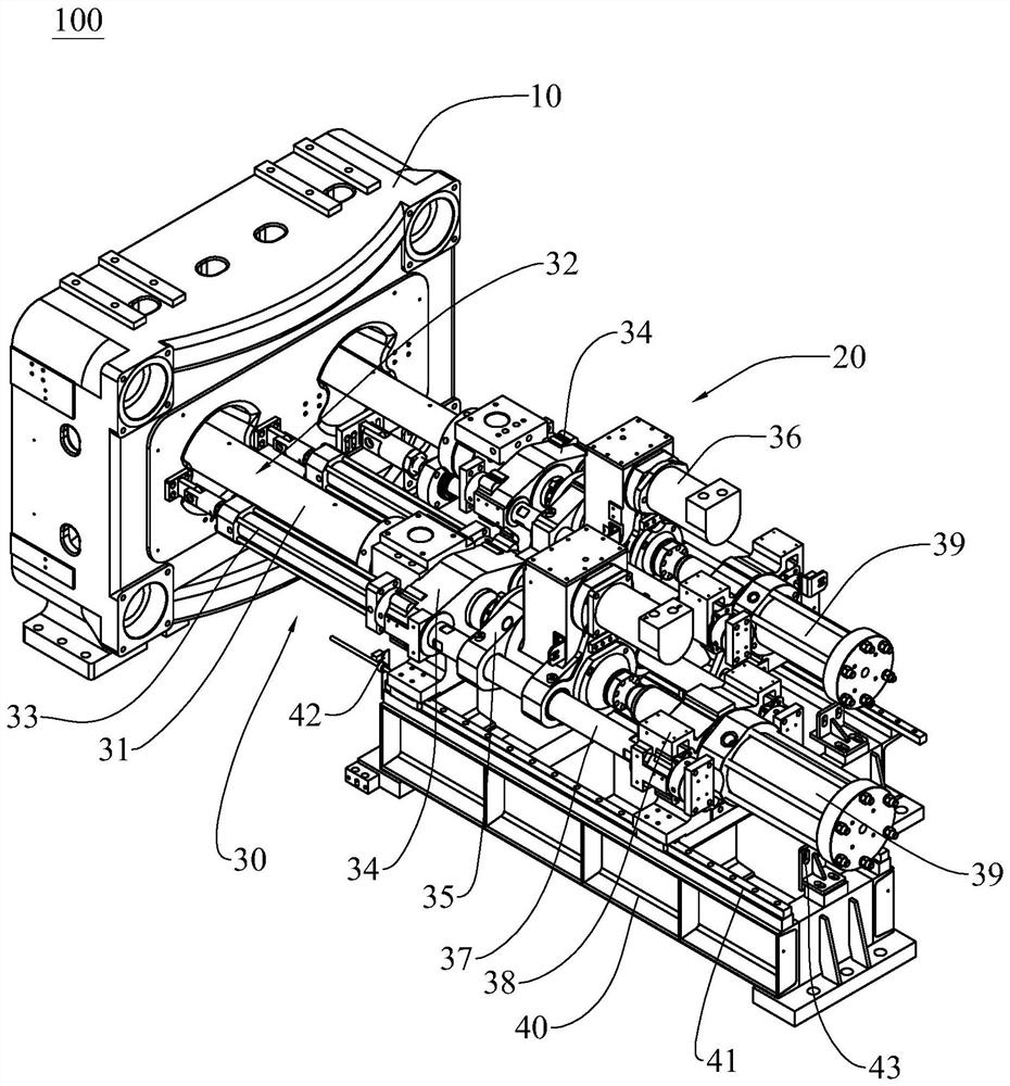 Single-cylinder injection parallel double-color injection table structure