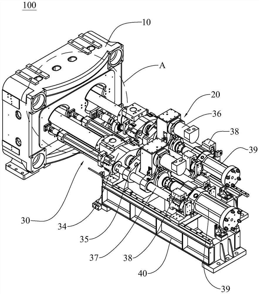 Single-cylinder injection parallel double-color injection table structure