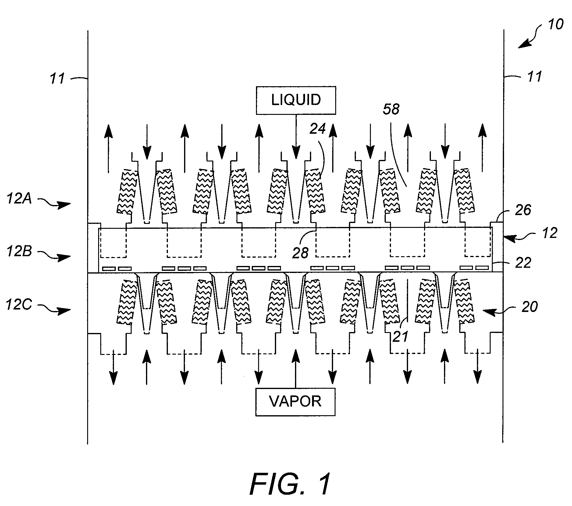 Contacting stages for co-current contacting apparatuses