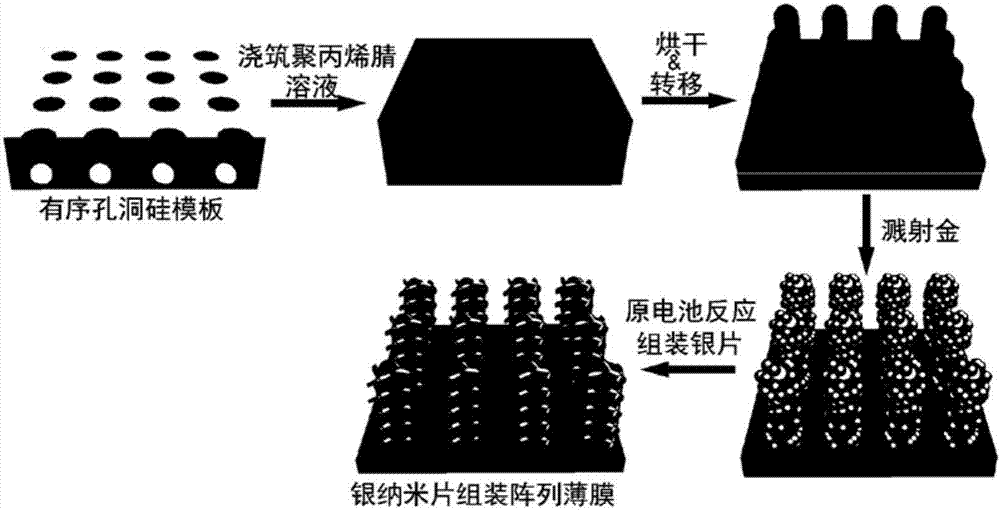 Method for preparing silver nanosheet-modified polyacrylonitrile nano-pillar array film SERS substrate