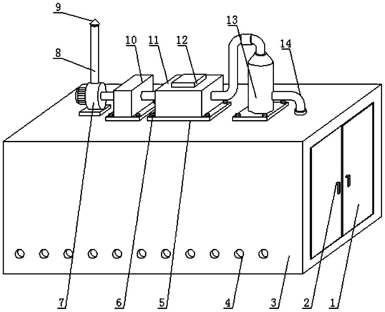 Waste gas treatment equipment for plastic product spraying