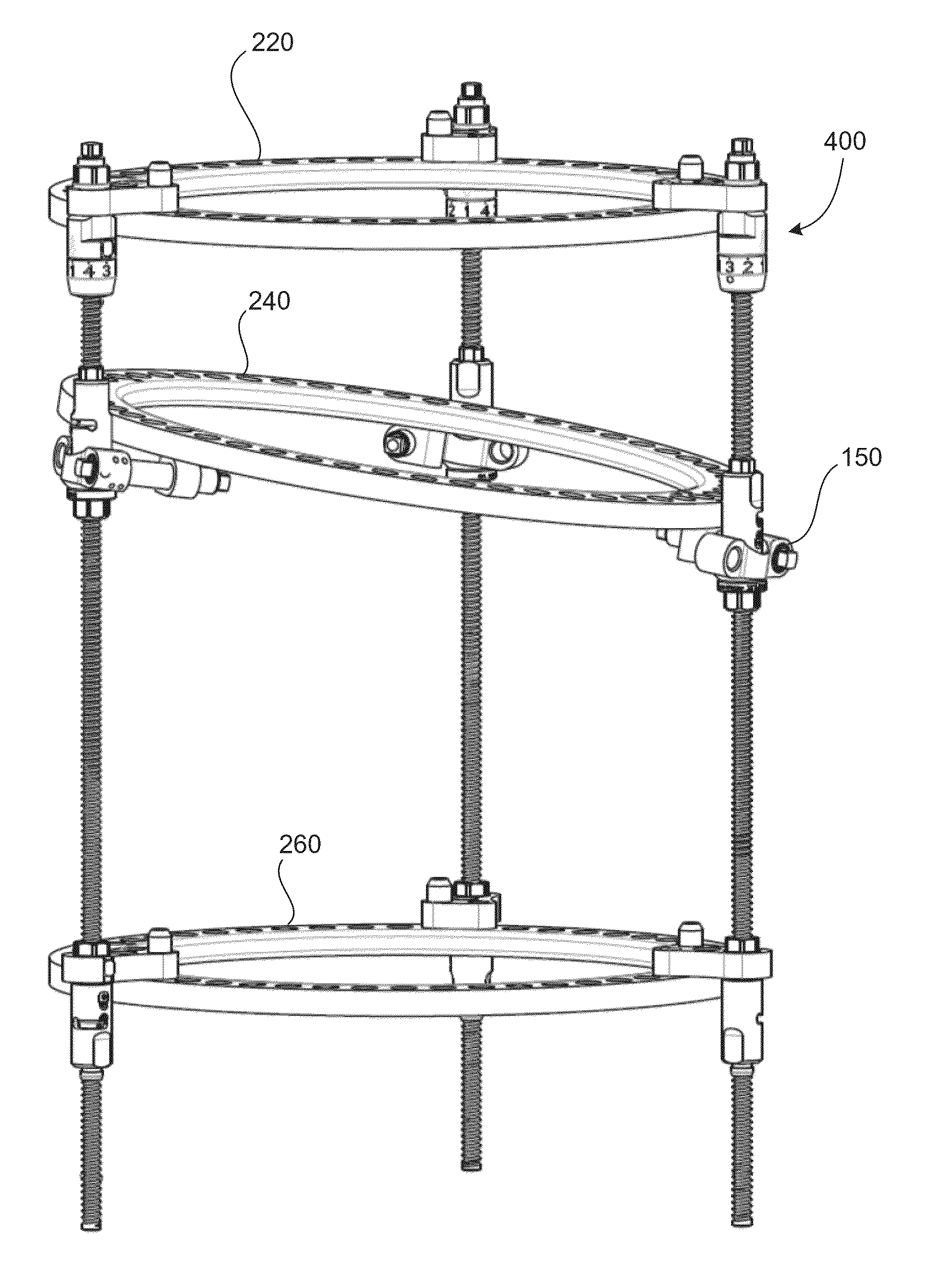 Bone transport external fixation frame