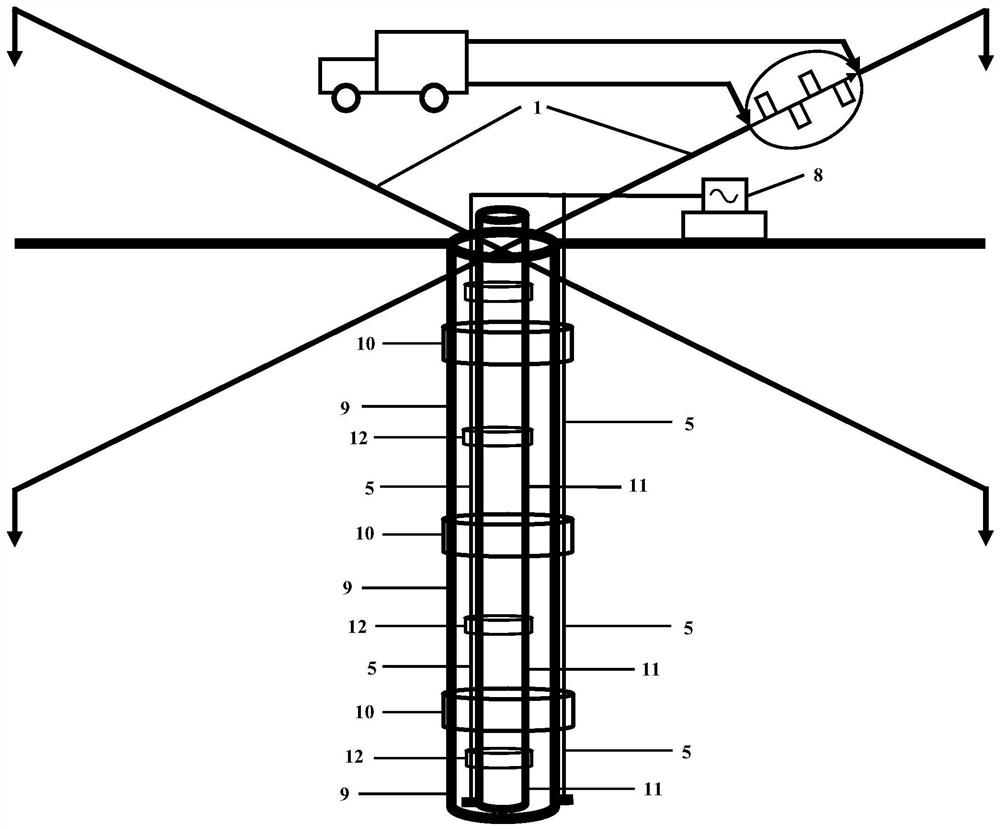 Underground fluid identification device based on distributed optical fiber sensing technology and measurement method