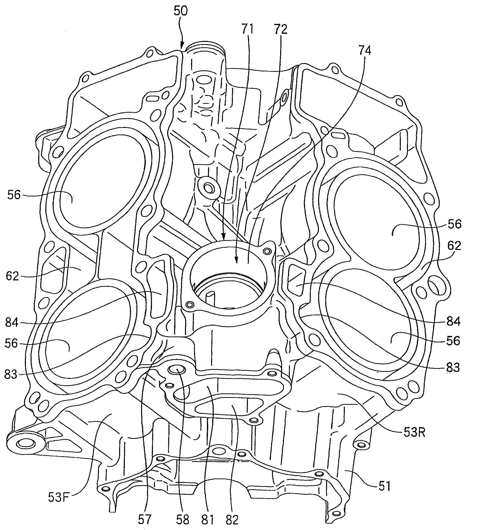 Cooling water passage structure for engine