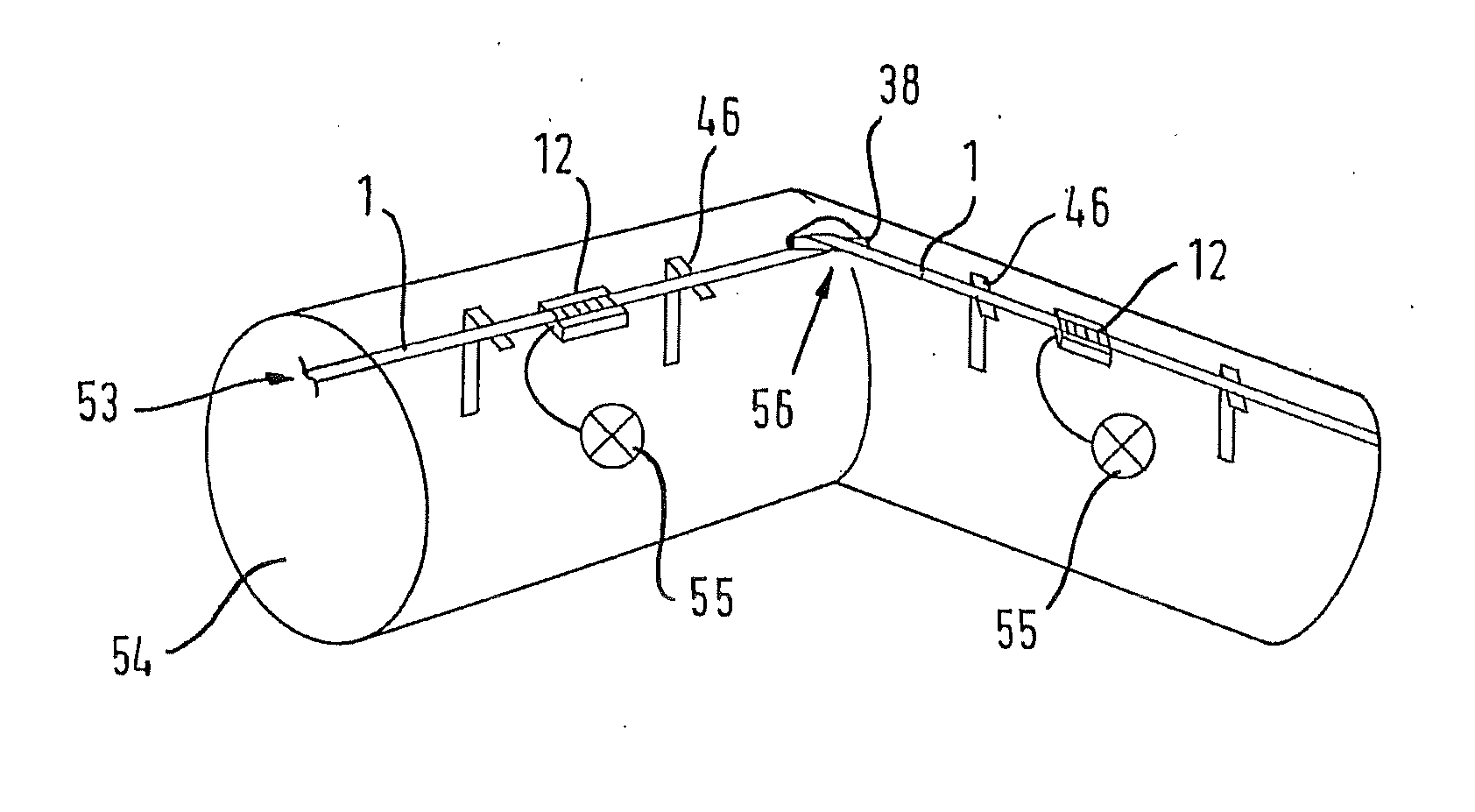 Flat Cable Deflection Device and Installation Kit for an Electrical Installation with Circuit Integrity in Case of Fire