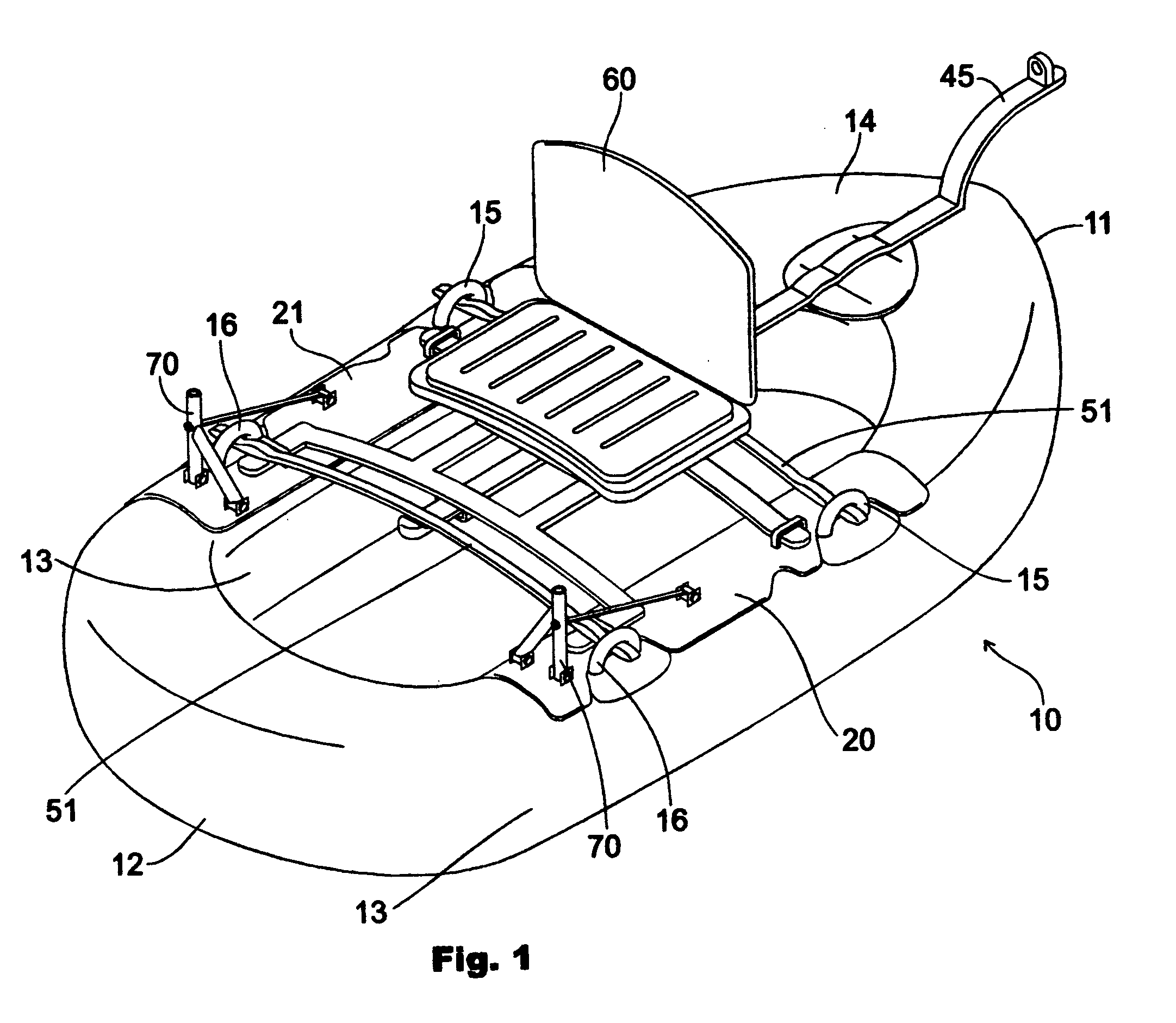 Seating and rowing attachment for inflatable raft