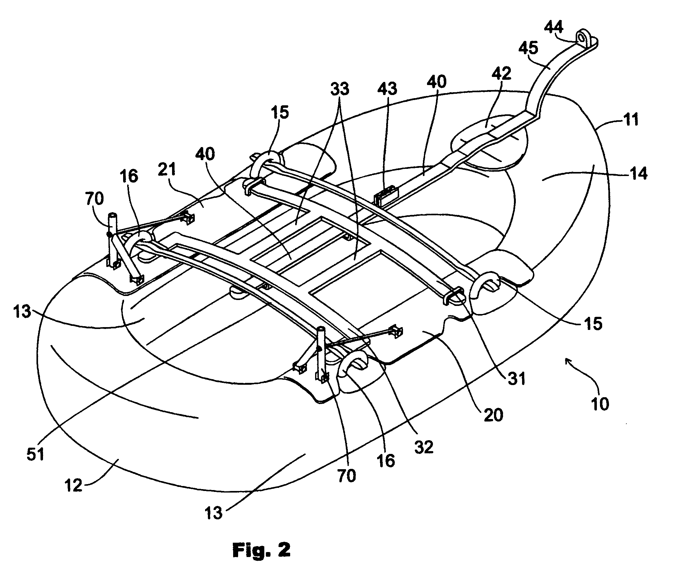 Seating and rowing attachment for inflatable raft