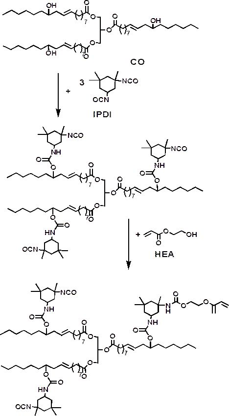 A kind of preparation method of castor oil-based fully cross-linked UV photoreleasable adhesive for silicon wafer cutting process