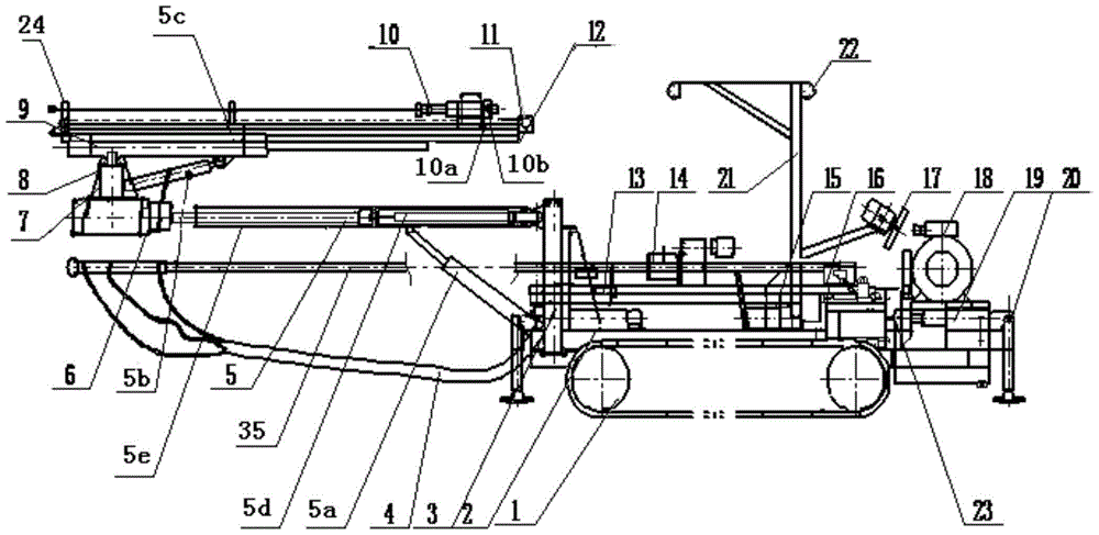 Full-section rapid drilling rig used for blasting of large empty holes and straight holes in roadways