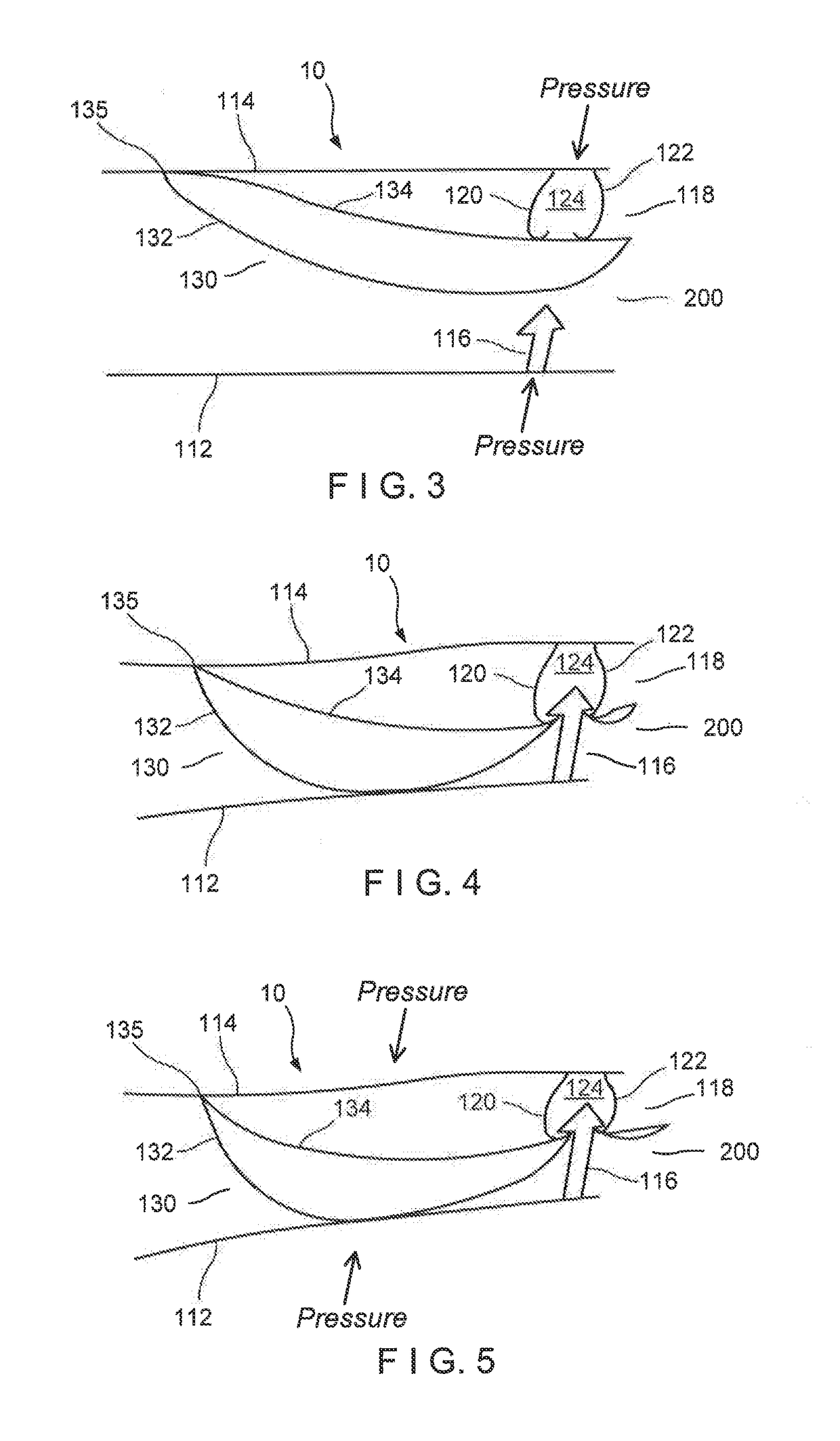 Air pocket flange closure for push-to-open reclosable packages