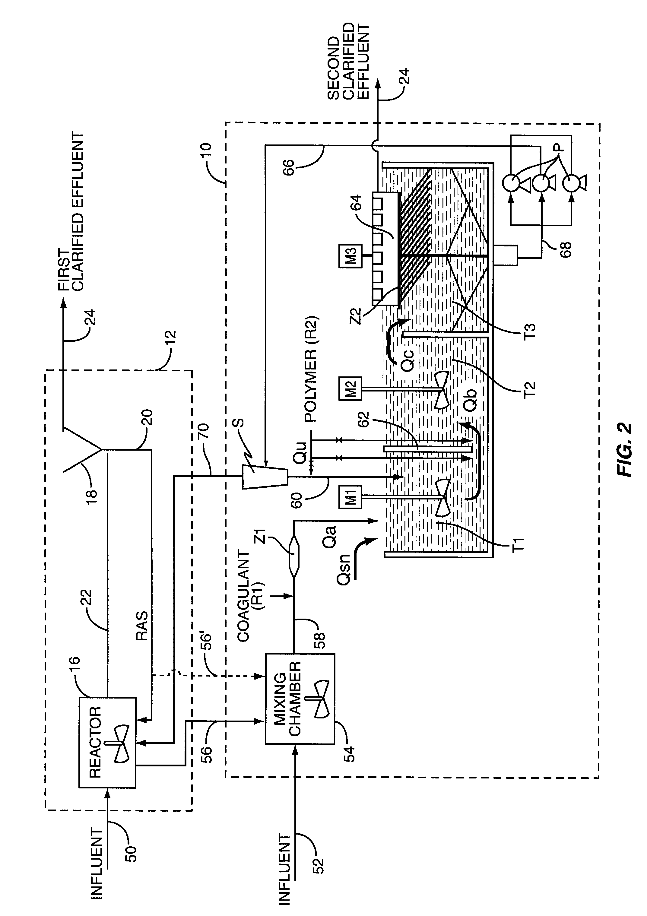 Combined biological and ballasted flocculation process for treating wastewater