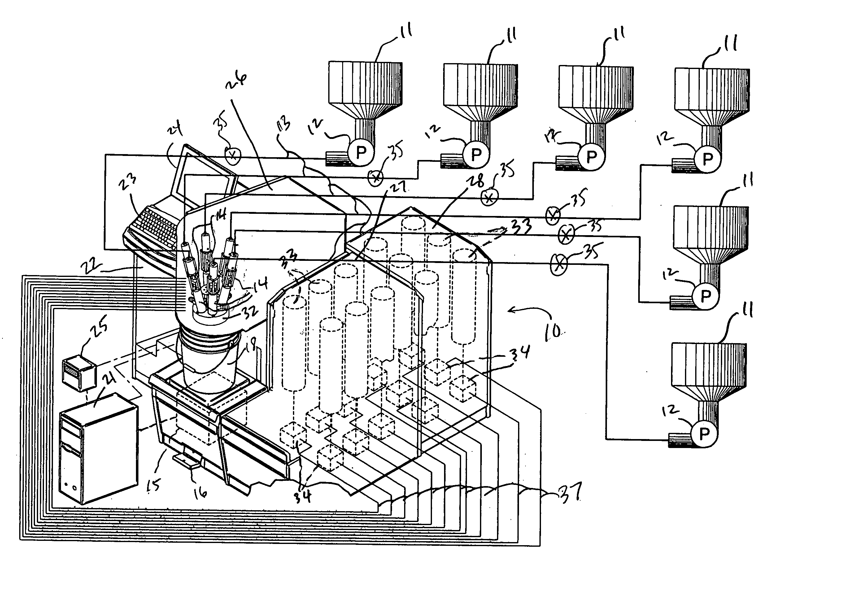 Combination gravimetric and volumetric dispenser for multiple fluids