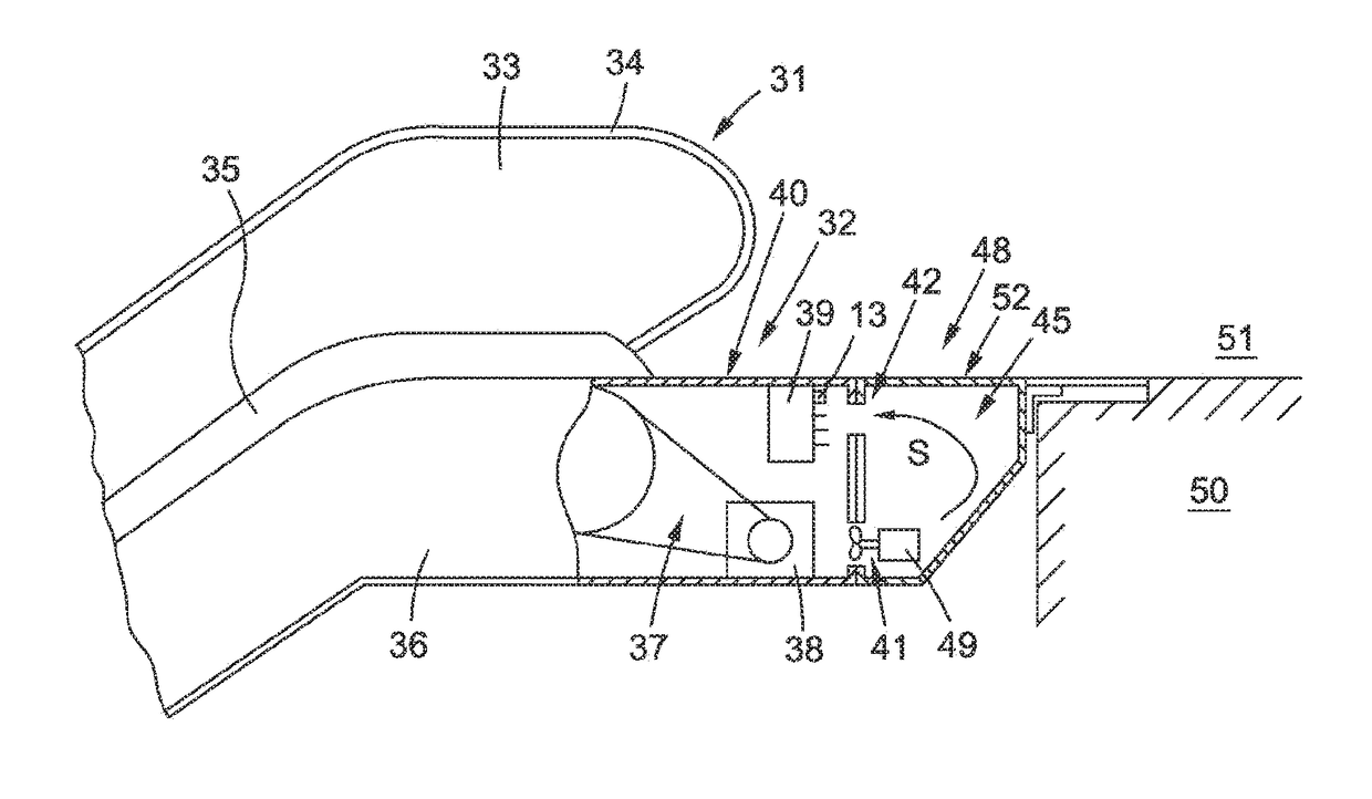 Escalator or moving walkway with at least one access module