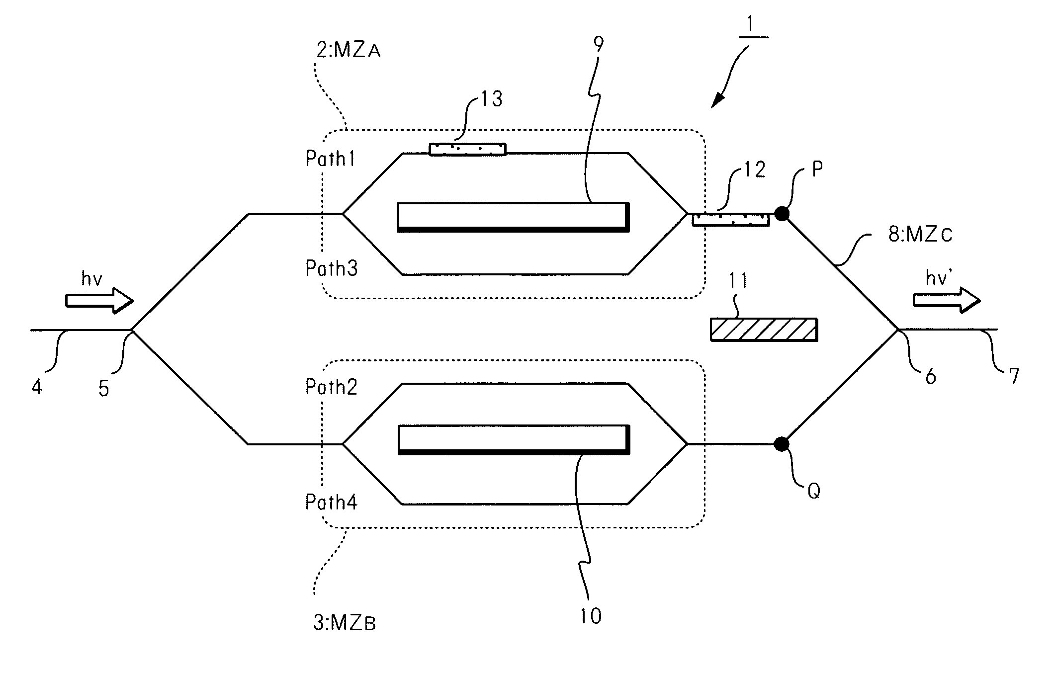 Optical fsk/ssb modulator having intensity balance function