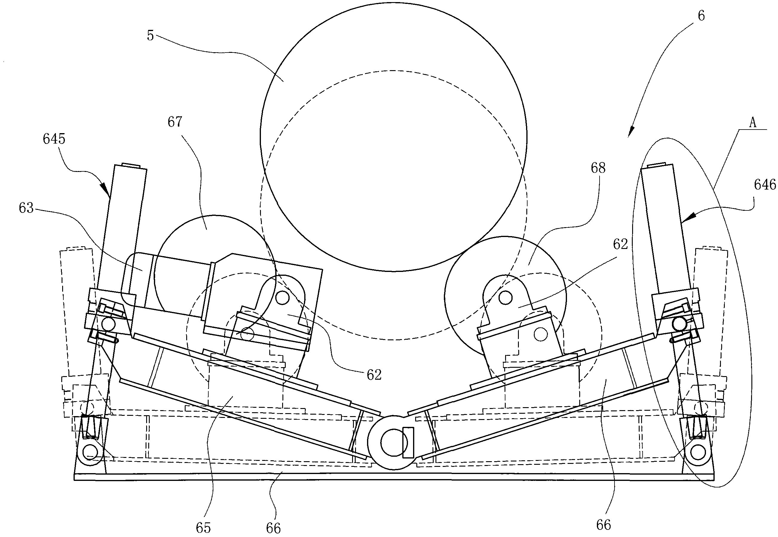 Steel pipe lifting carrier roller device