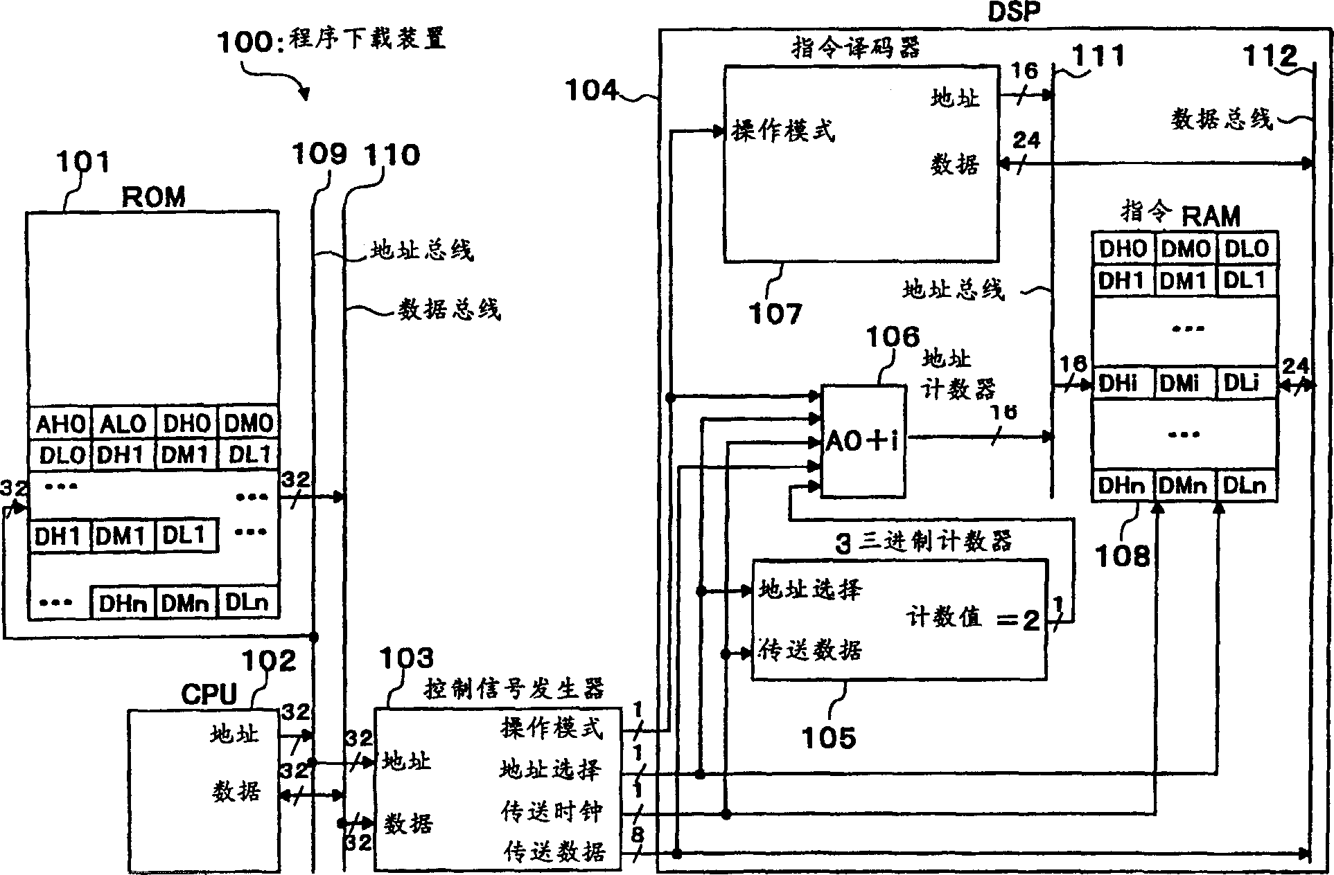 Program downloading device and program downloading method