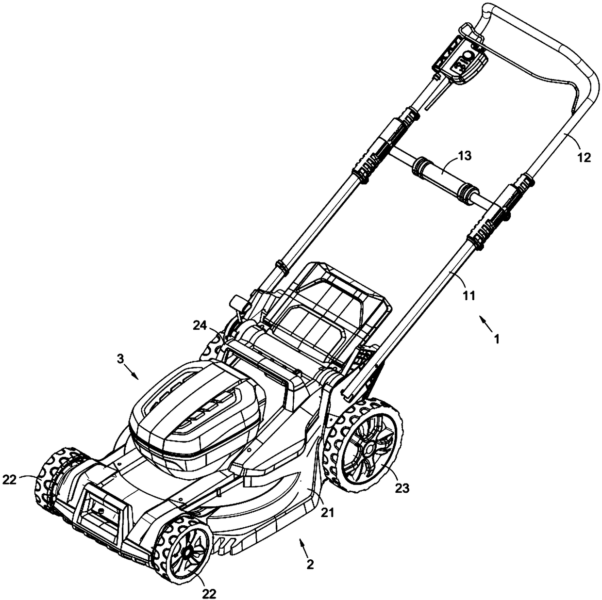 Electric lawn mower with functions of adjusting height and secondarily folding