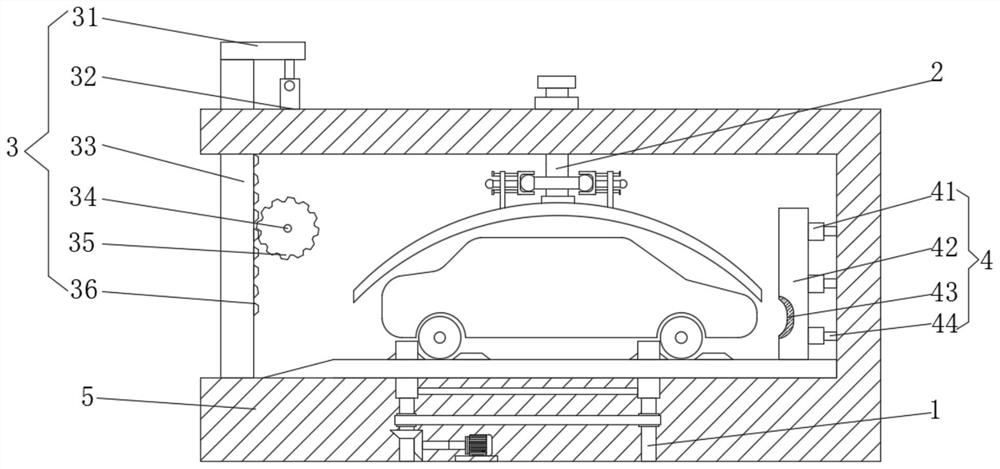 Three-dimensional parking garage with emergency stop function