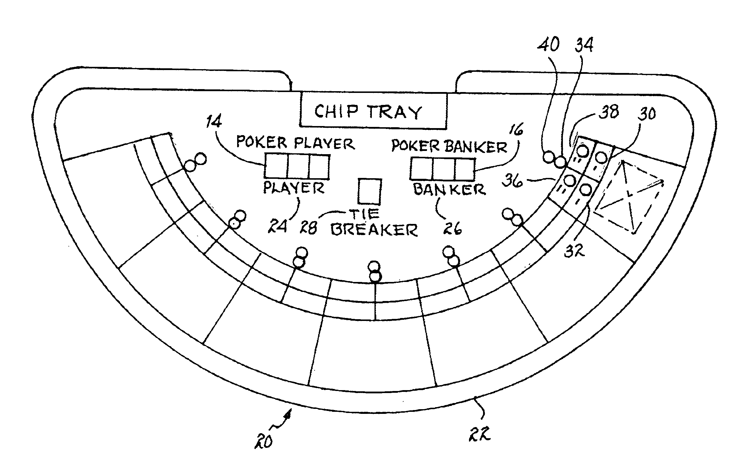 Table and method of playing a baccarat-type card game