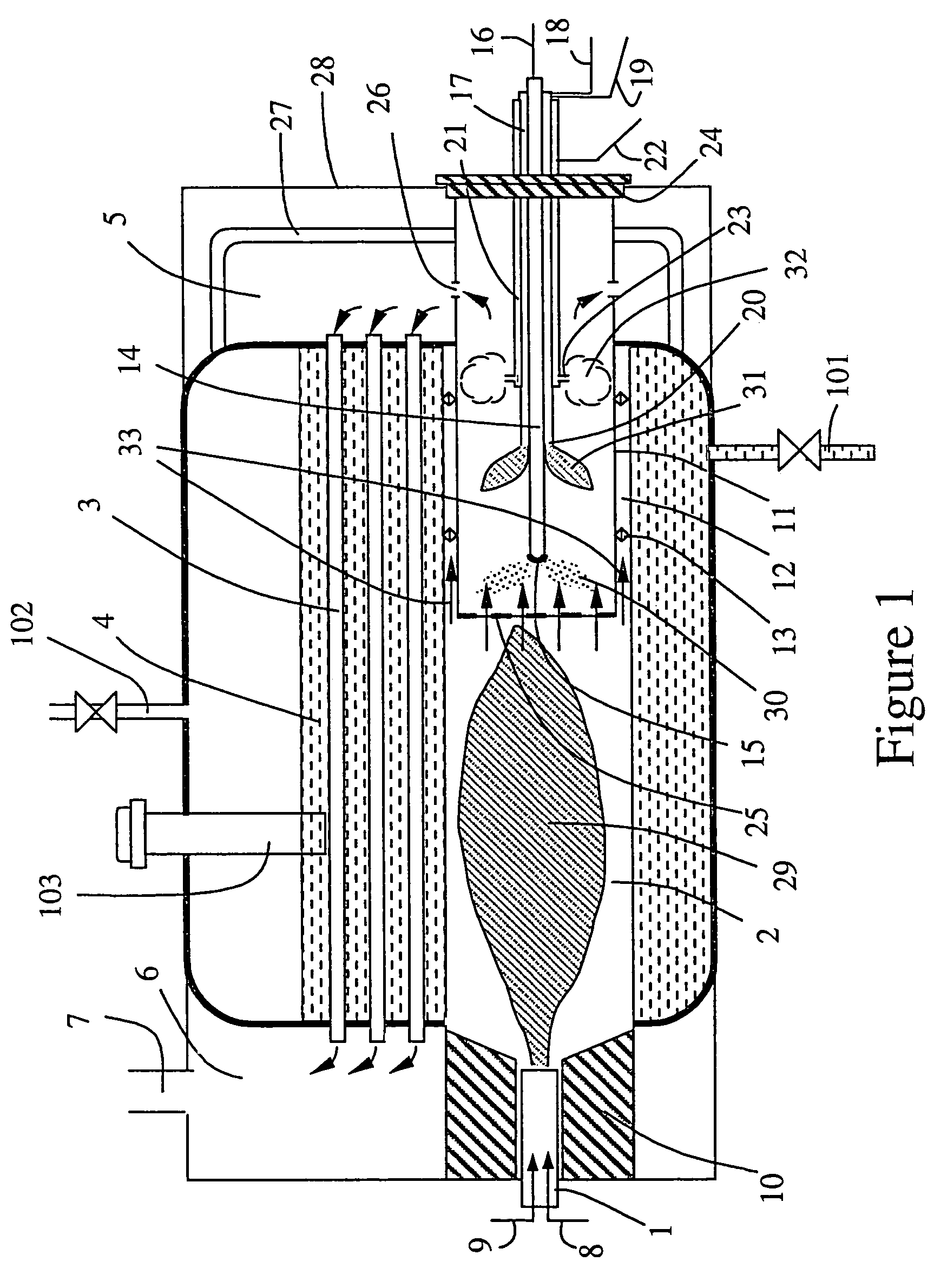 Thermal generator and combustion method for limiting nitrogen oxides emissions by re-combustion of fumes