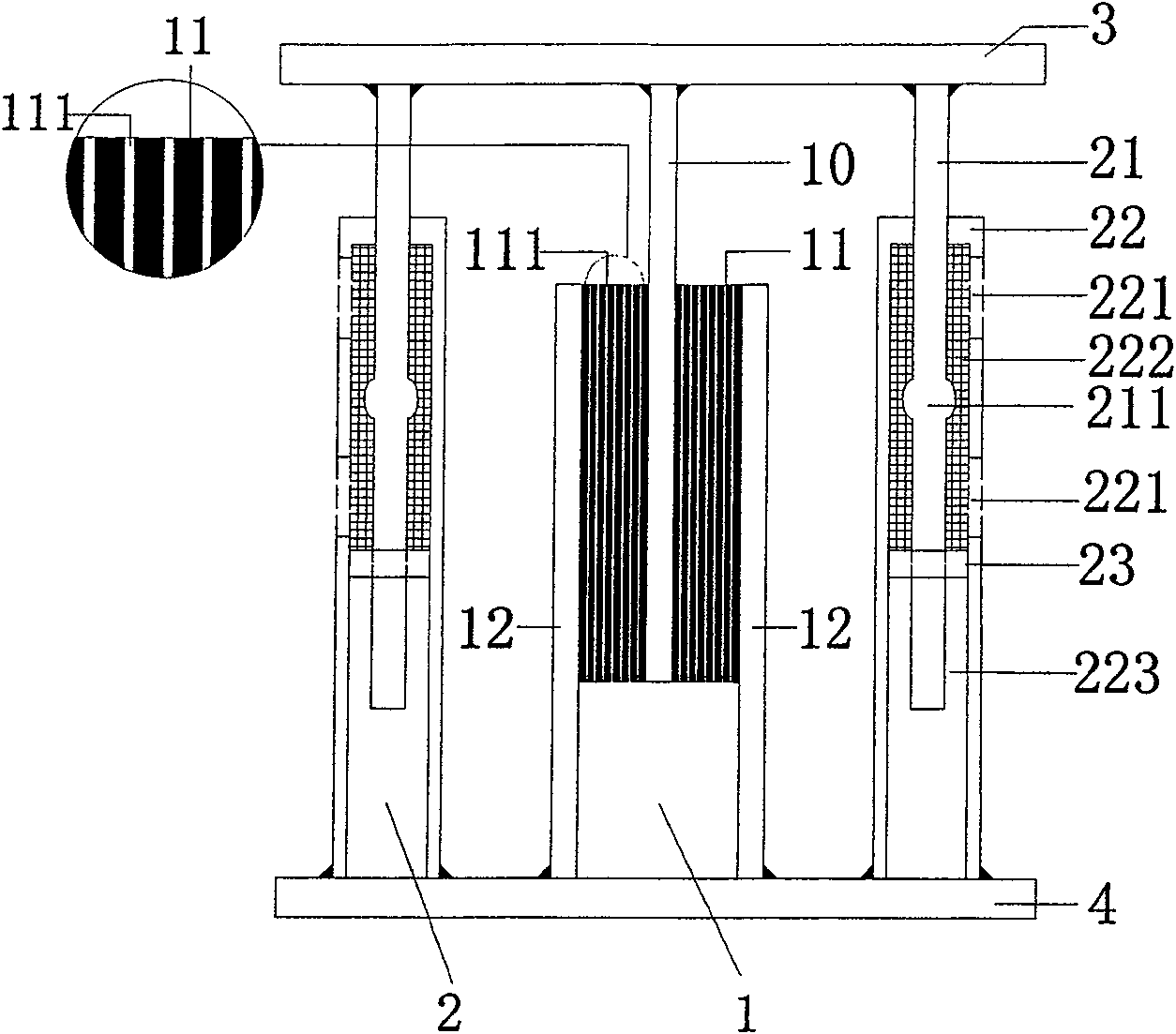 Large-deformation large-tonnage composite viscoelasticity damper