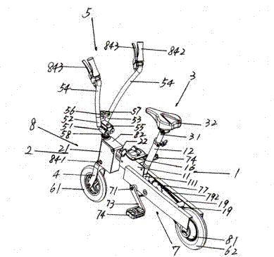 Portable box type electric bicycle capable of rapidly folding locking handle in hand pulling manner