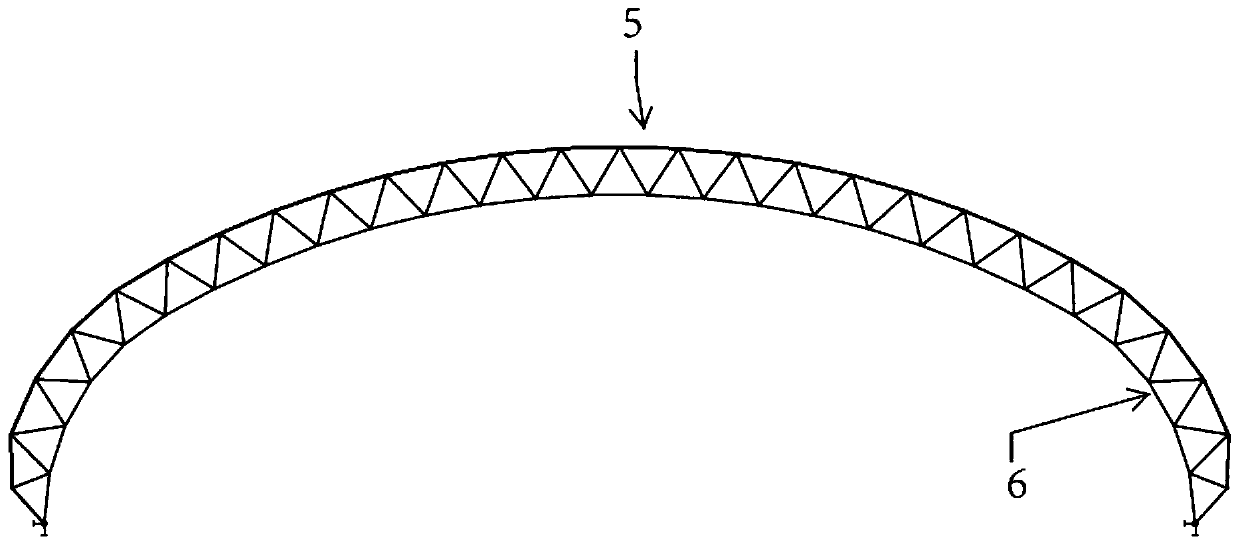 Large-span bidirectional arch truss cable membrane material field closed structure system